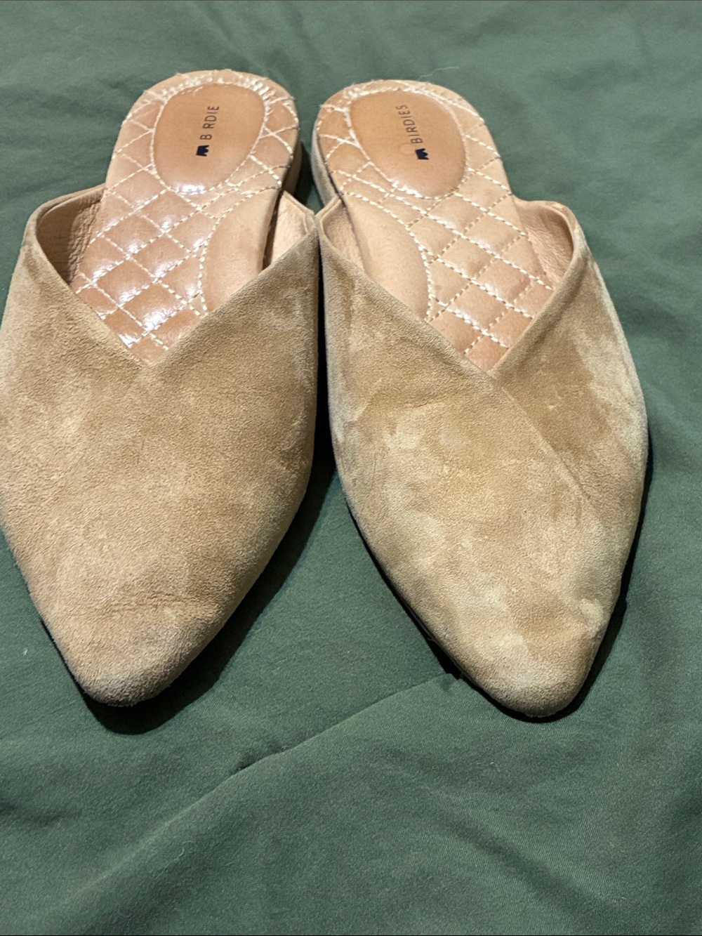 Birdies Camel Suede Pointed Slip-On Mules - Picture 3 of 9